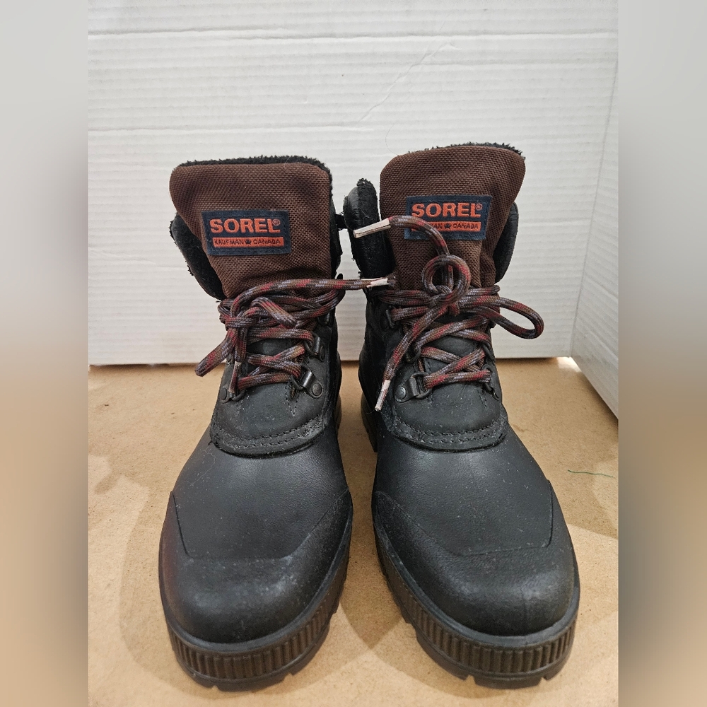 Vintage Sorel Ladies 6 Kaufman Brown Leather Short Ankle Winter Felt Liner Boots